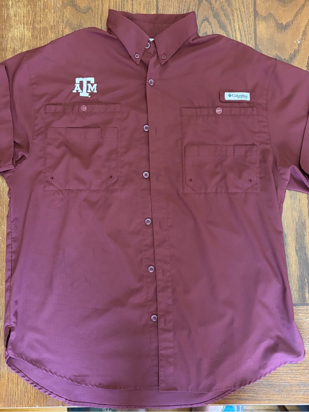 Columbia PFG Maroon Short-Sleeve Button-Down Shirt with Texas A&M Logo